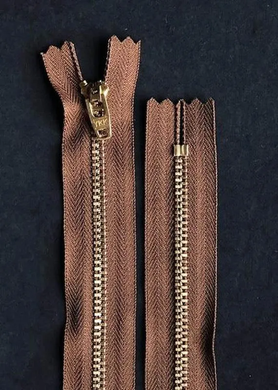 16cm. YKK Brass Closed End Zip Tan