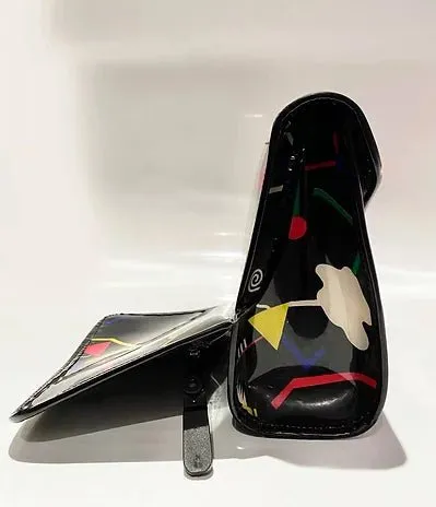1980s Fendi Stiassi Abstract Geometric Print Vinyl Canvas Envelope Bag