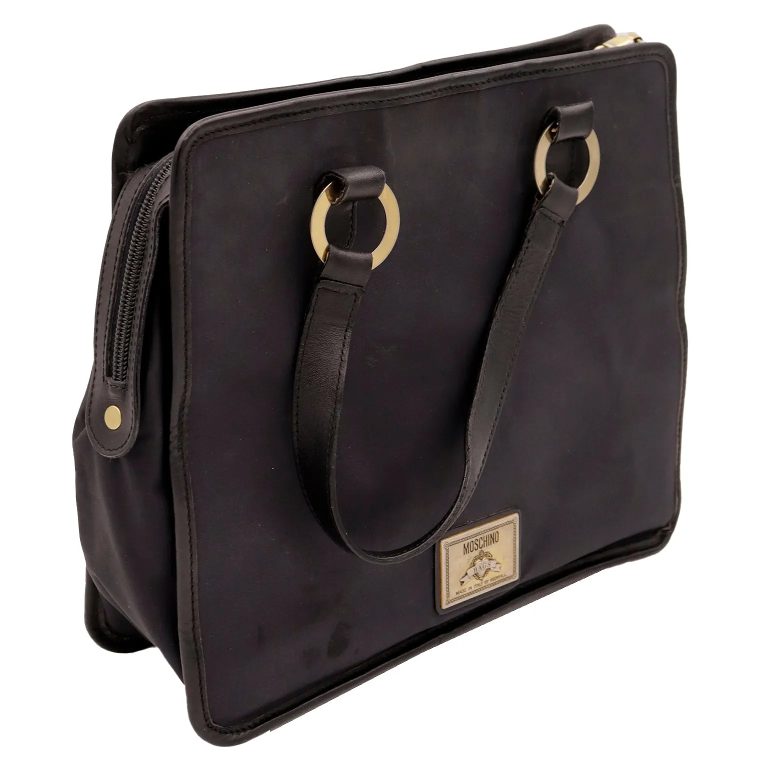 1990s Franco Moschino by Redwall Italy Multi Pocket Satchel Bag
