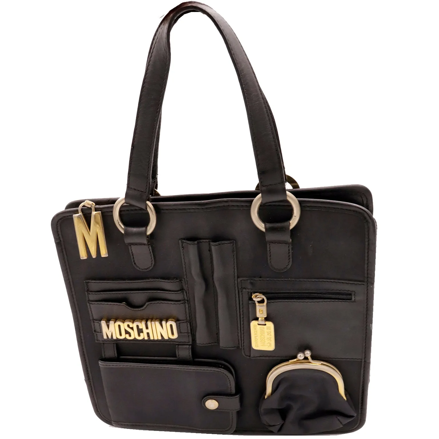 1990s Franco Moschino by Redwall Italy Multi Pocket Satchel Bag