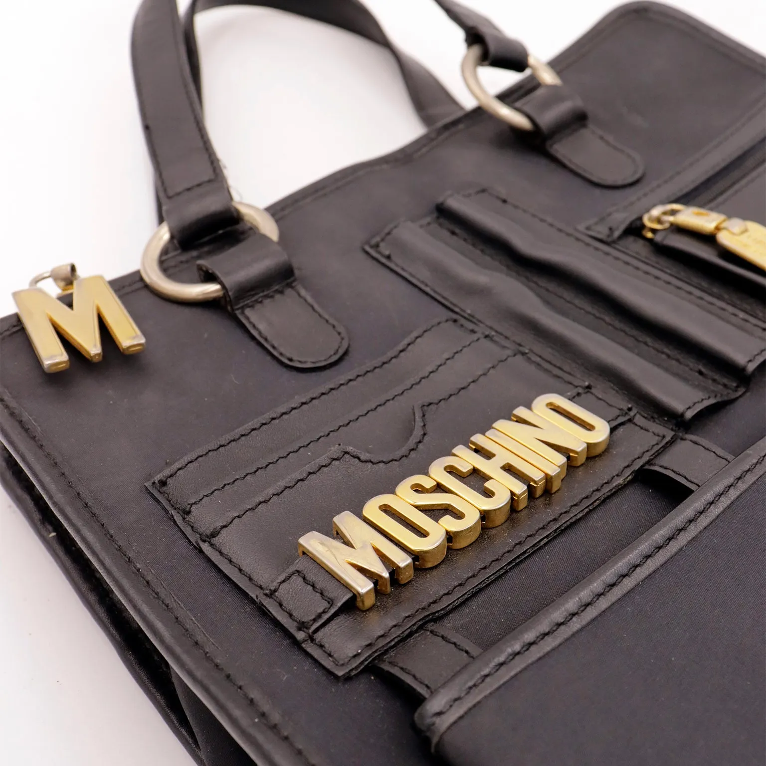 1990s Franco Moschino by Redwall Italy Multi Pocket Satchel Bag