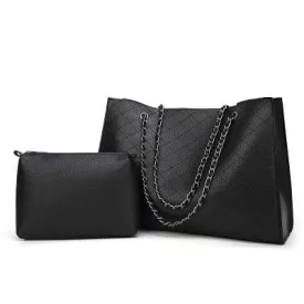 2pcs/Set Vintage Shoulder Bag Female Causal Totes for Daily Simple Solid Color Women PU Leather Handbag Bolsa Feminina B-19545
