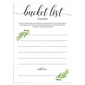 Baby Bucket List Cards Printable Instant Download