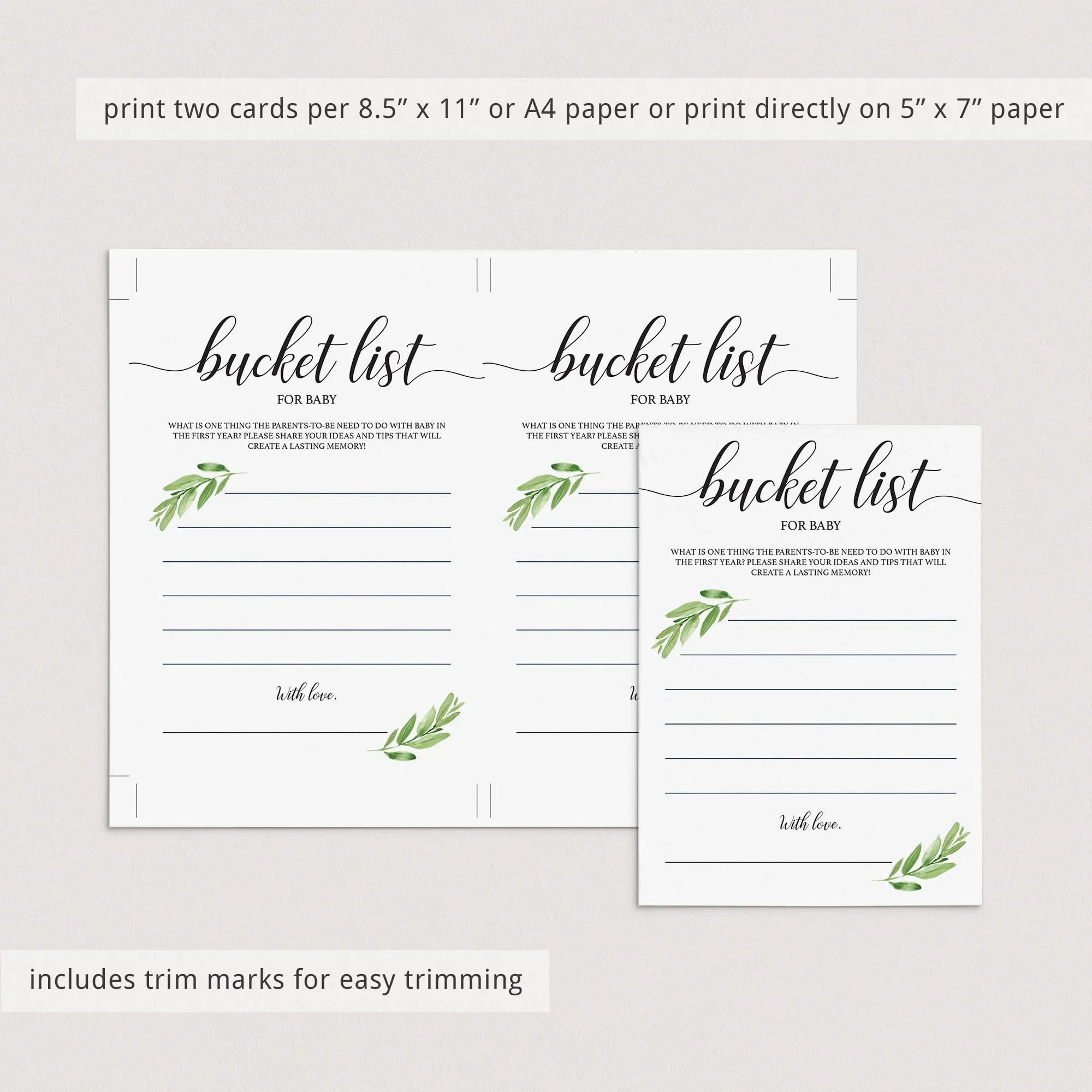 Baby Bucket List Cards Printable Instant Download