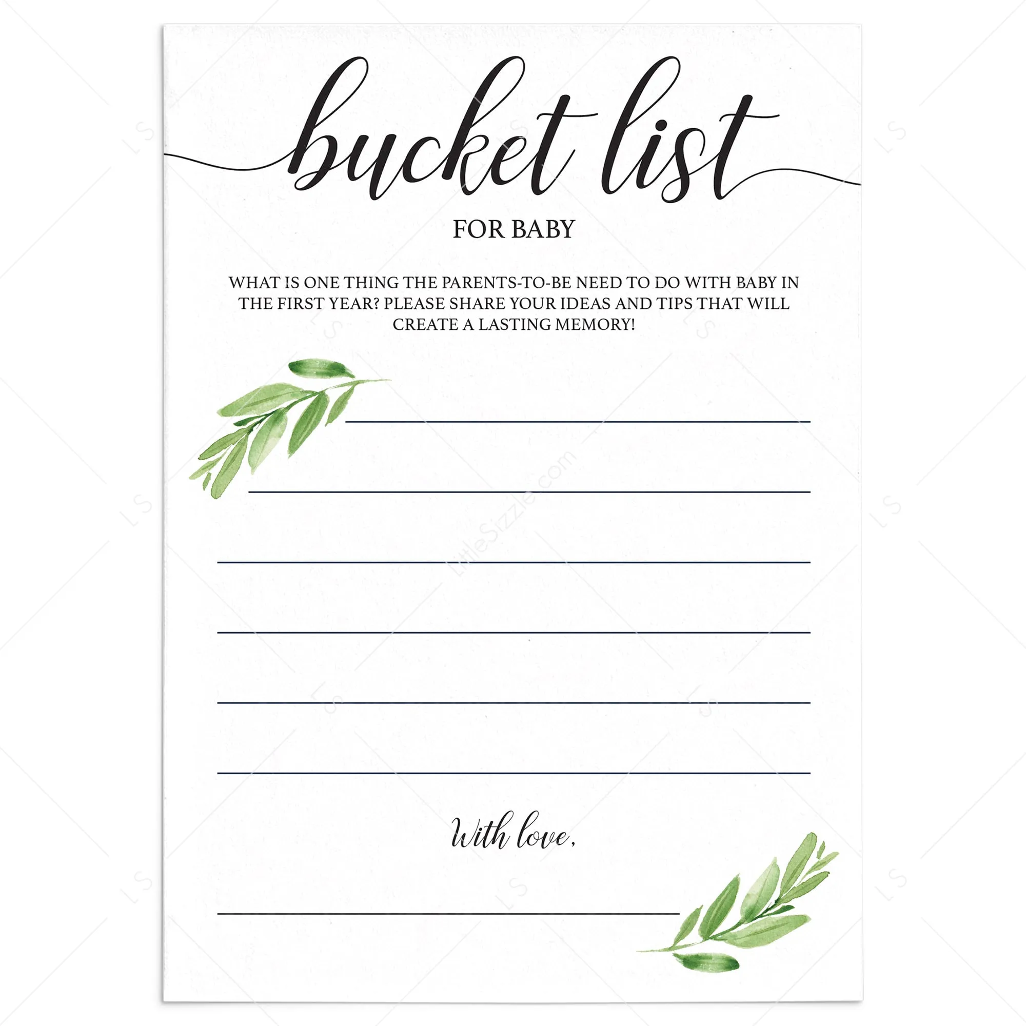 Baby Bucket List Cards Printable Instant Download