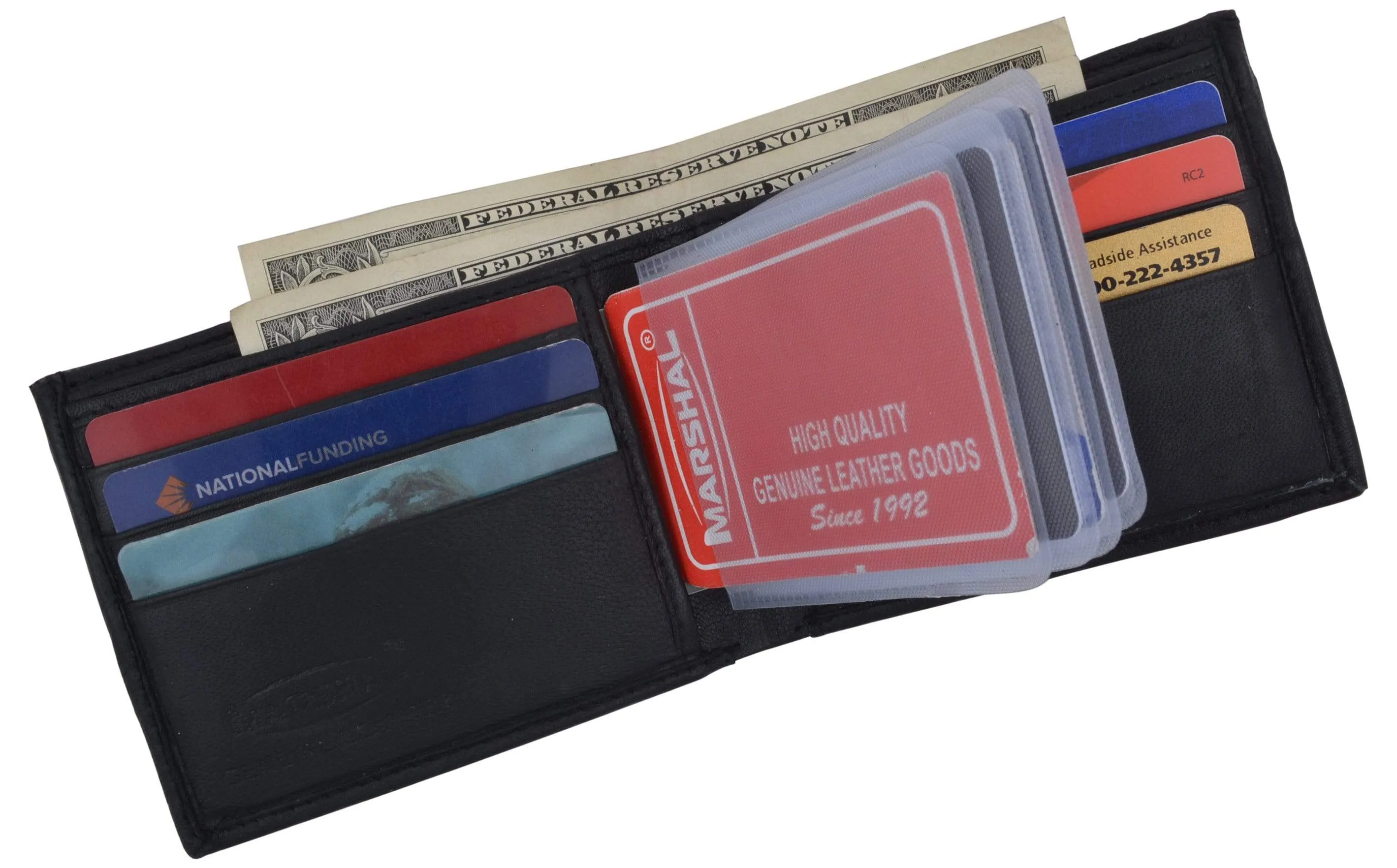 Bifold Lambskin Leather Outside ID Window Mens Wallet 1358