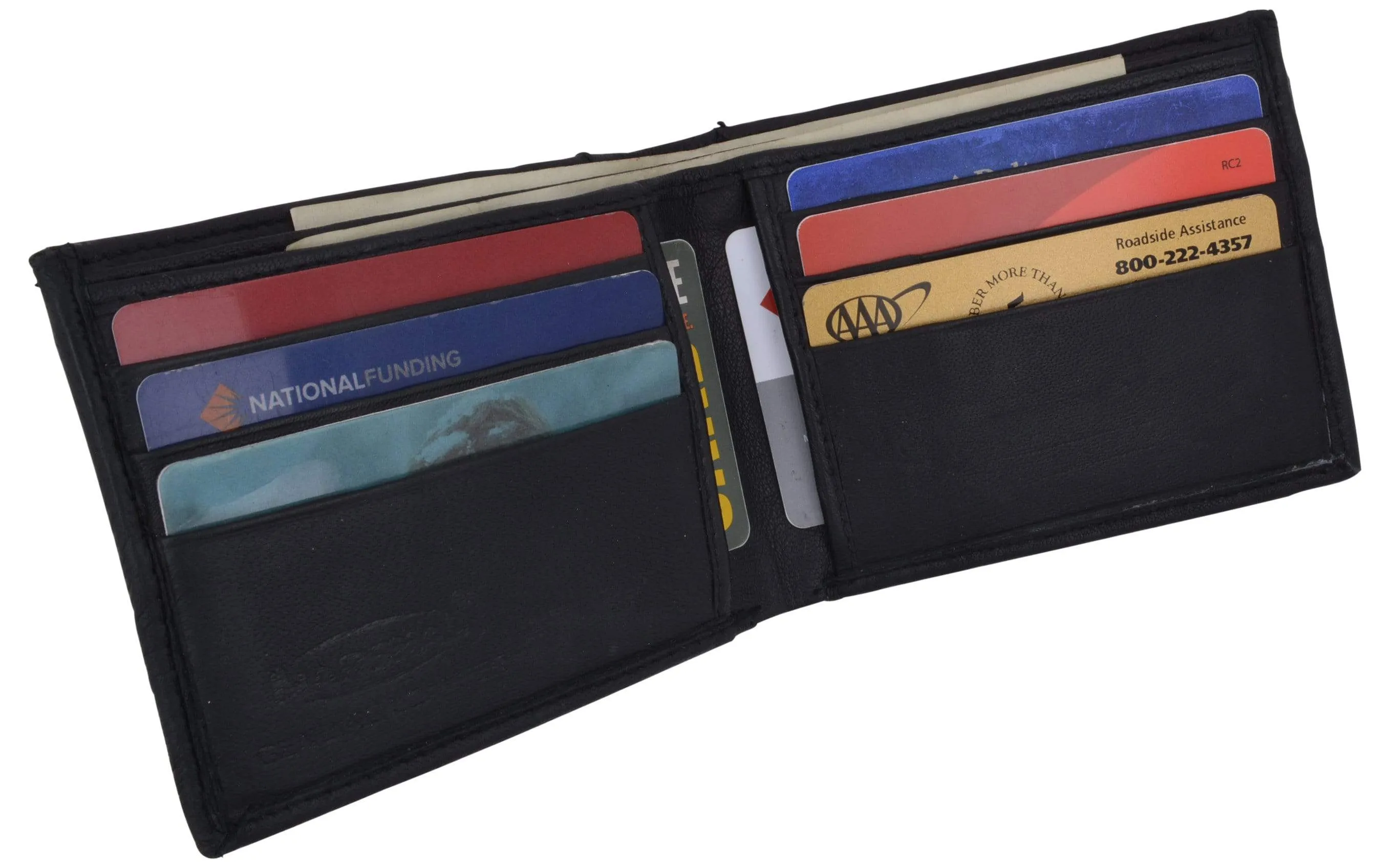 Bifold Lambskin Leather Outside ID Window Mens Wallet 1358