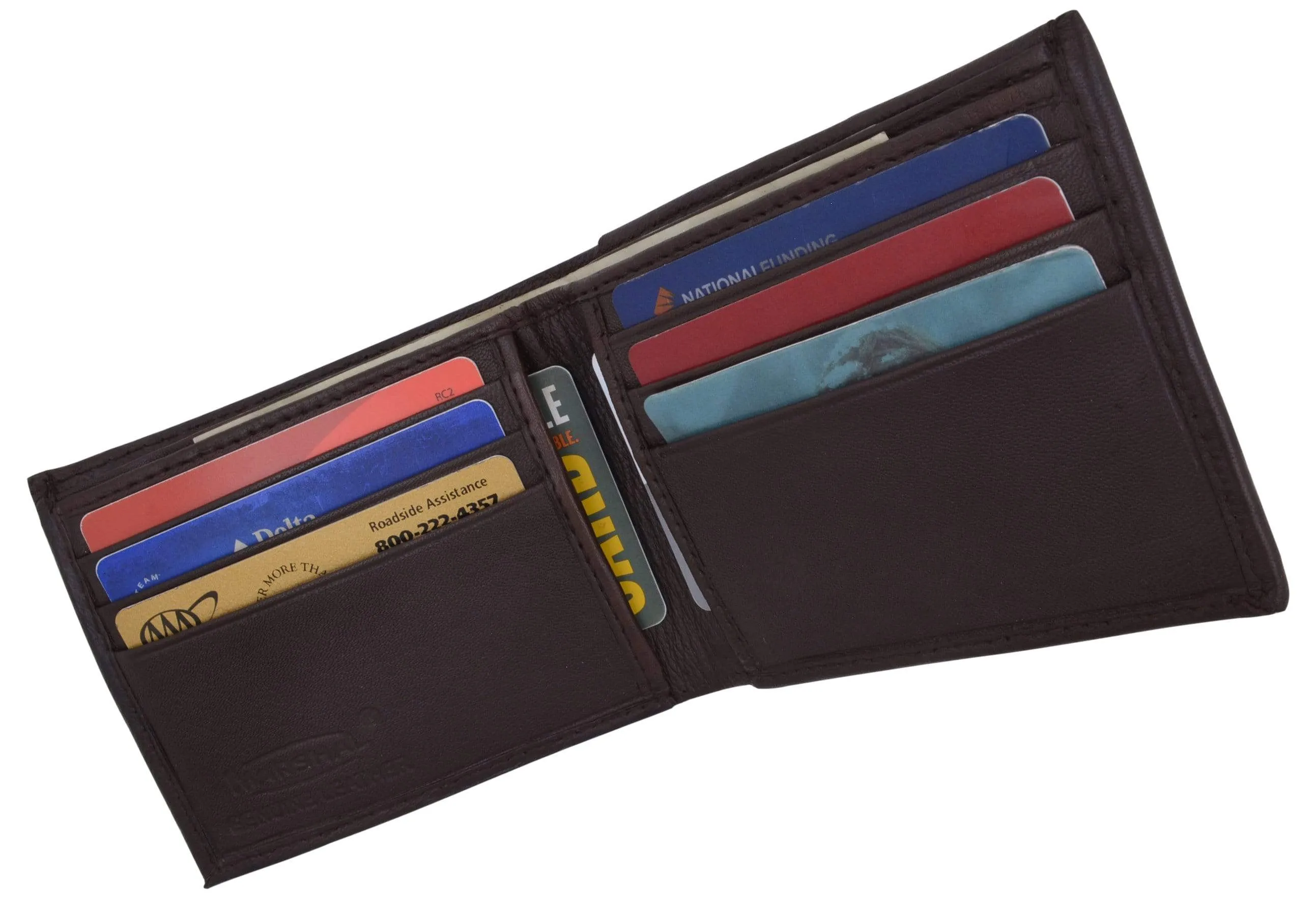 Bifold Lambskin Leather Outside ID Window Mens Wallet 1358