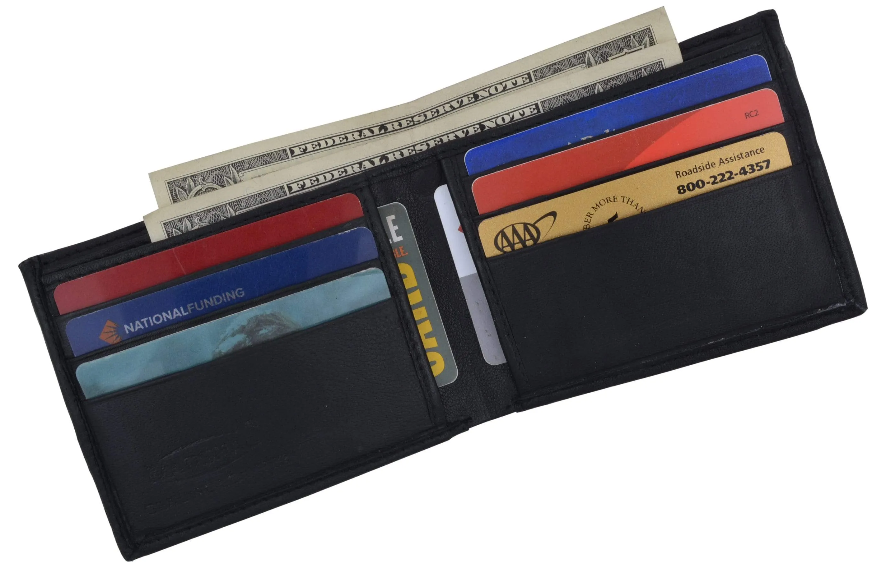 Bifold Lambskin Leather Outside ID Window Mens Wallet 1358