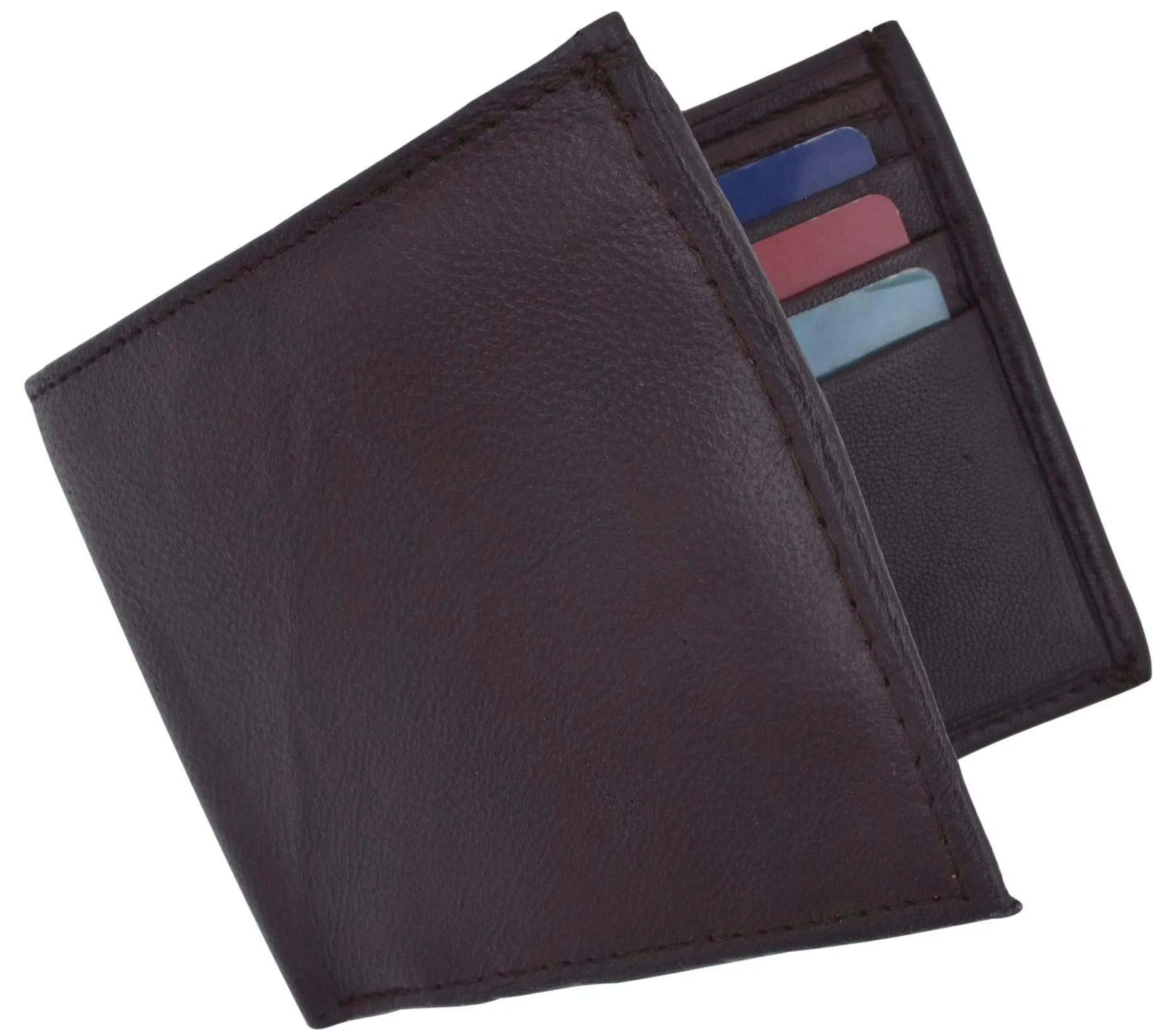Bifold Lambskin Leather Outside ID Window Mens Wallet 1358