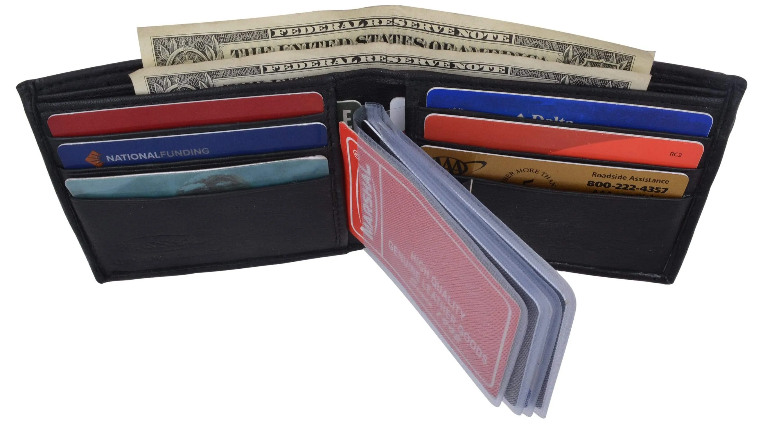 Bifold Lambskin Leather Outside ID Window Mens Wallet 1358