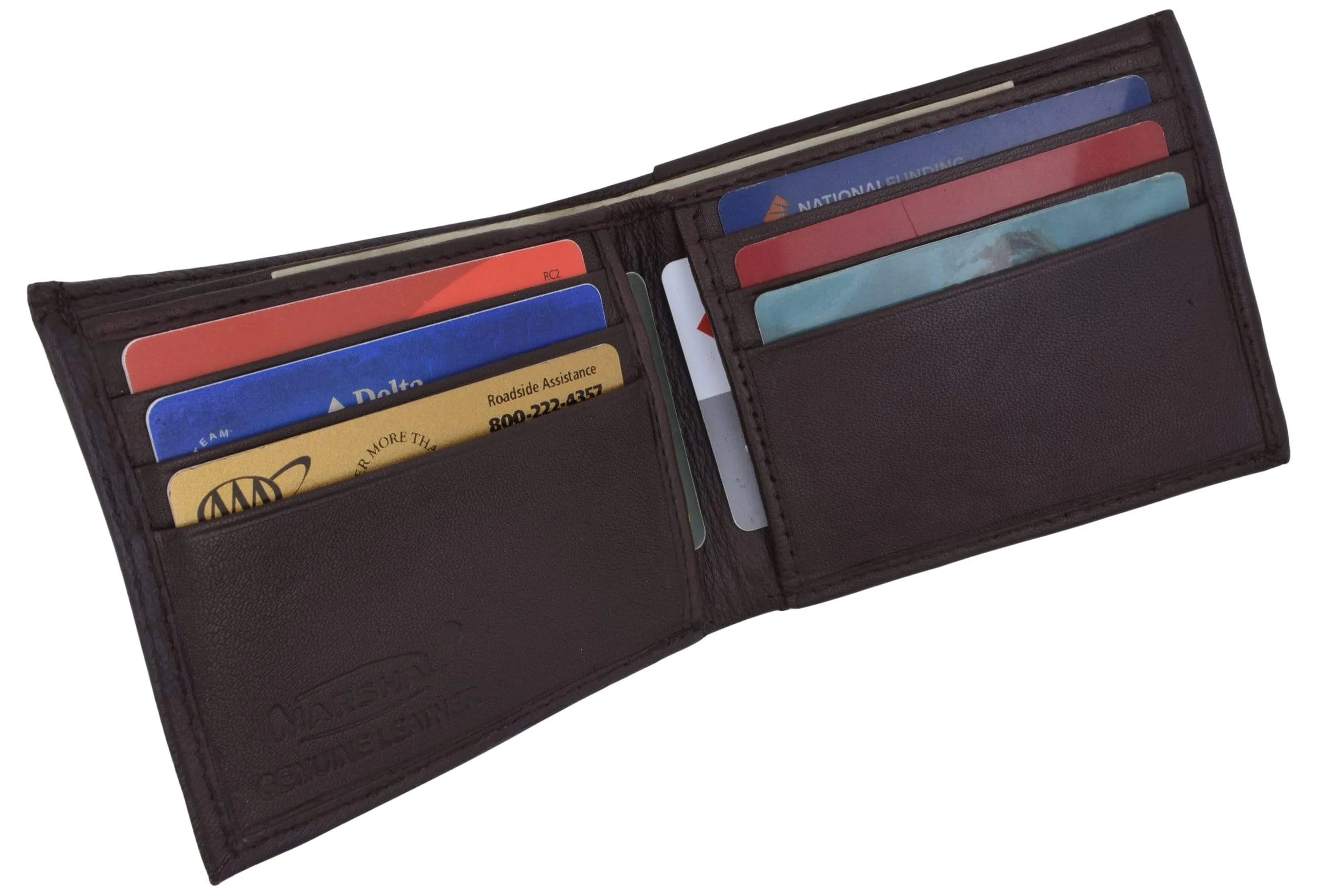 Bifold Lambskin Leather Outside ID Window Mens Wallet 1358