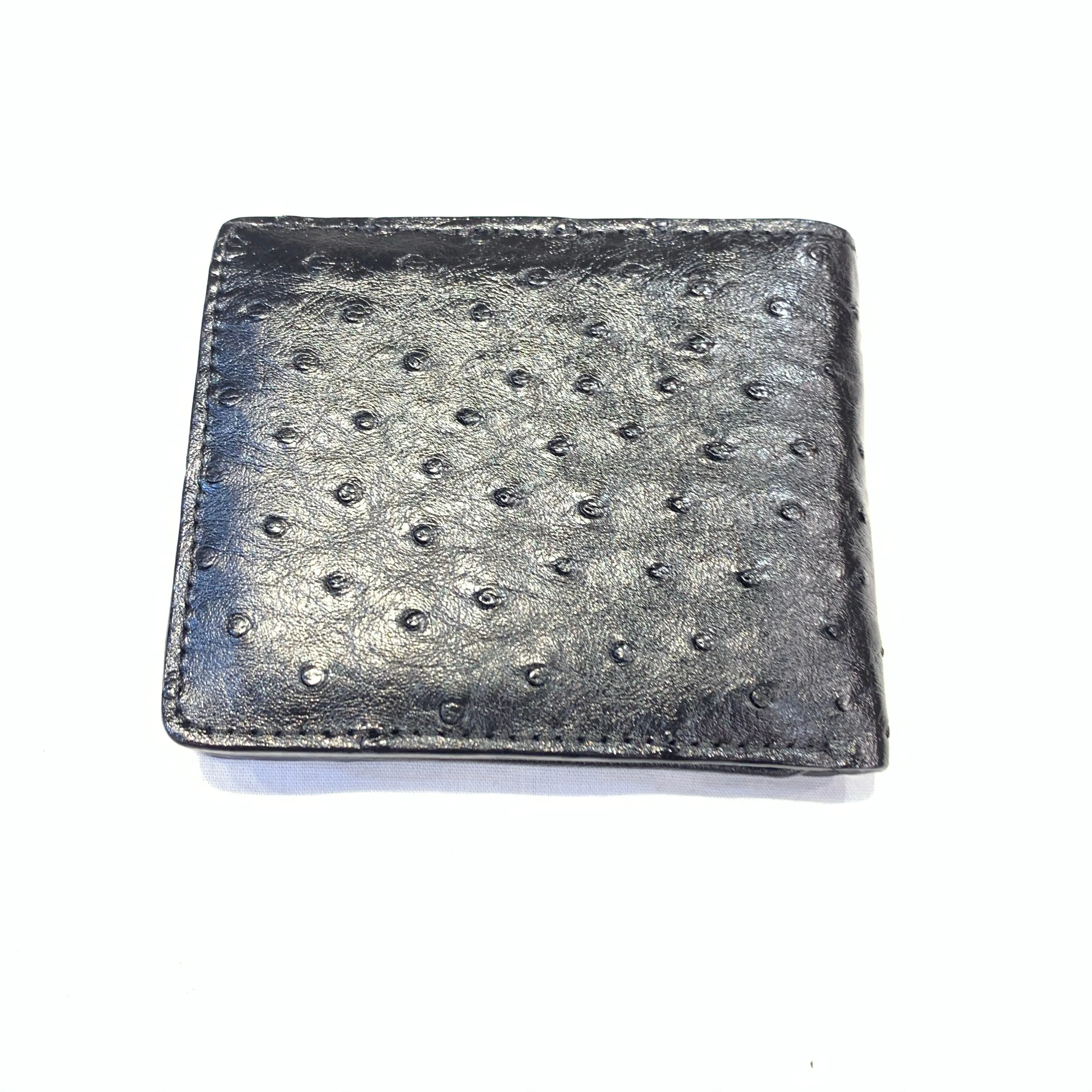 Black Ostrich Quill Bi-fold Wallet
