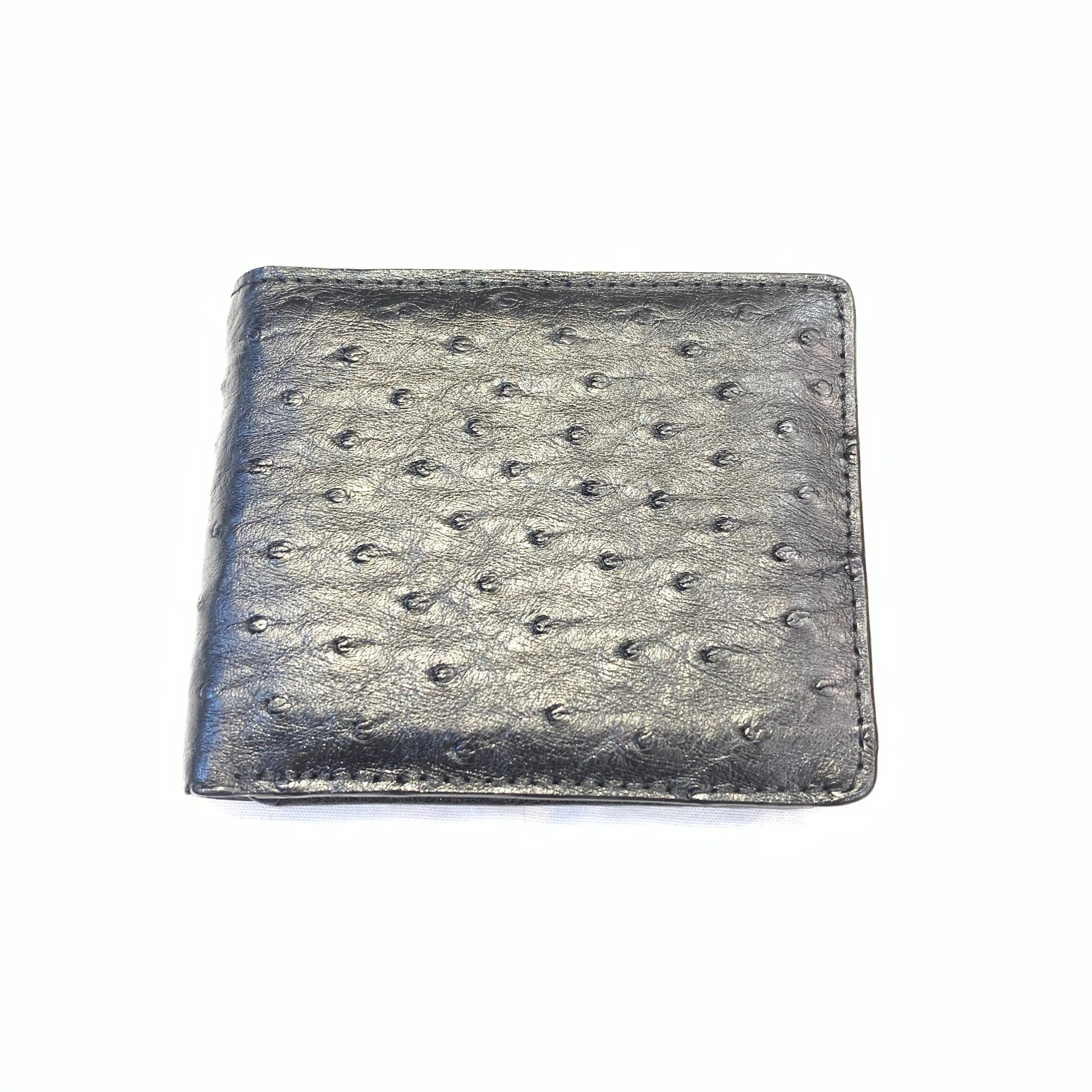 Black Ostrich Quill Bi-fold Wallet