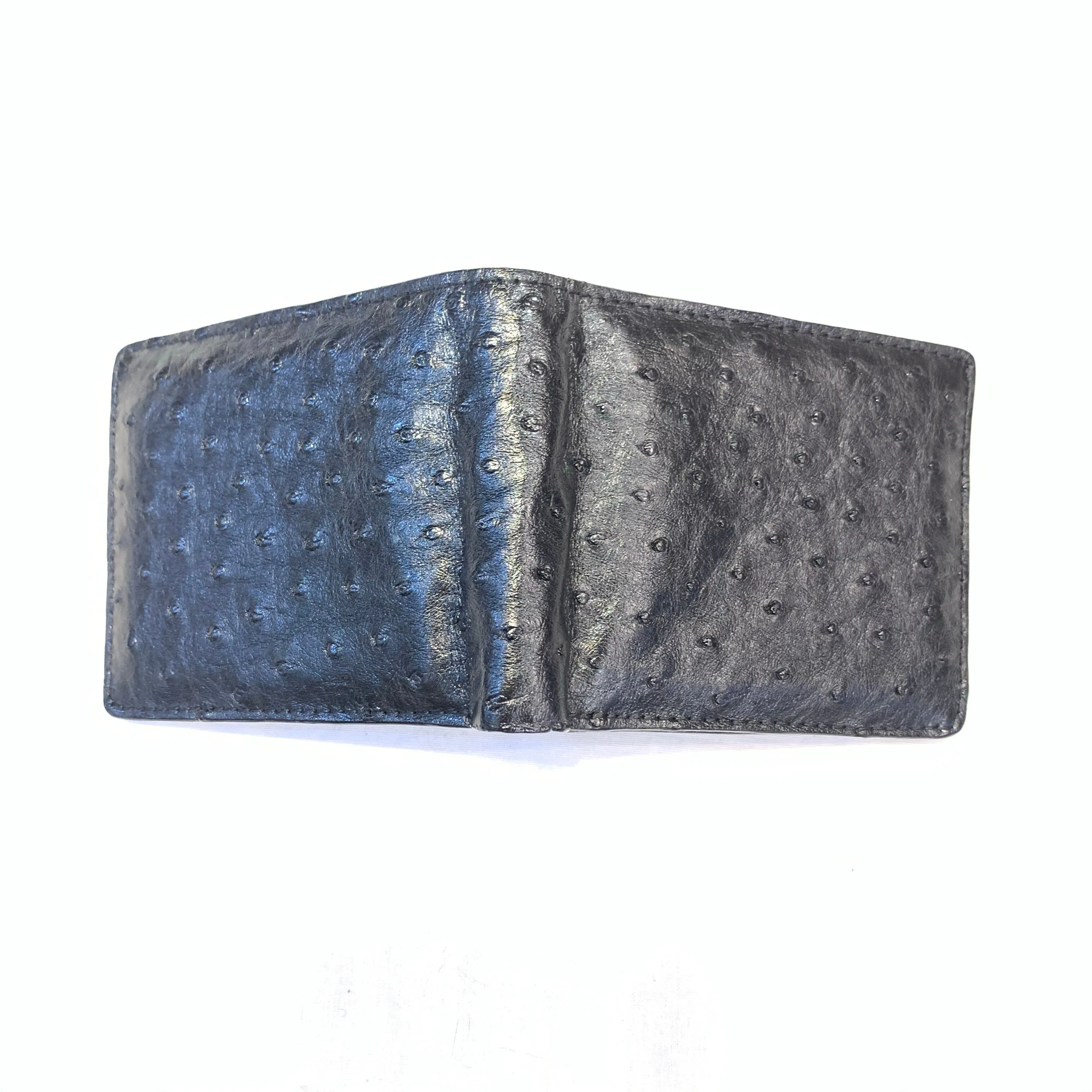 Black Ostrich Quill Bi-fold Wallet