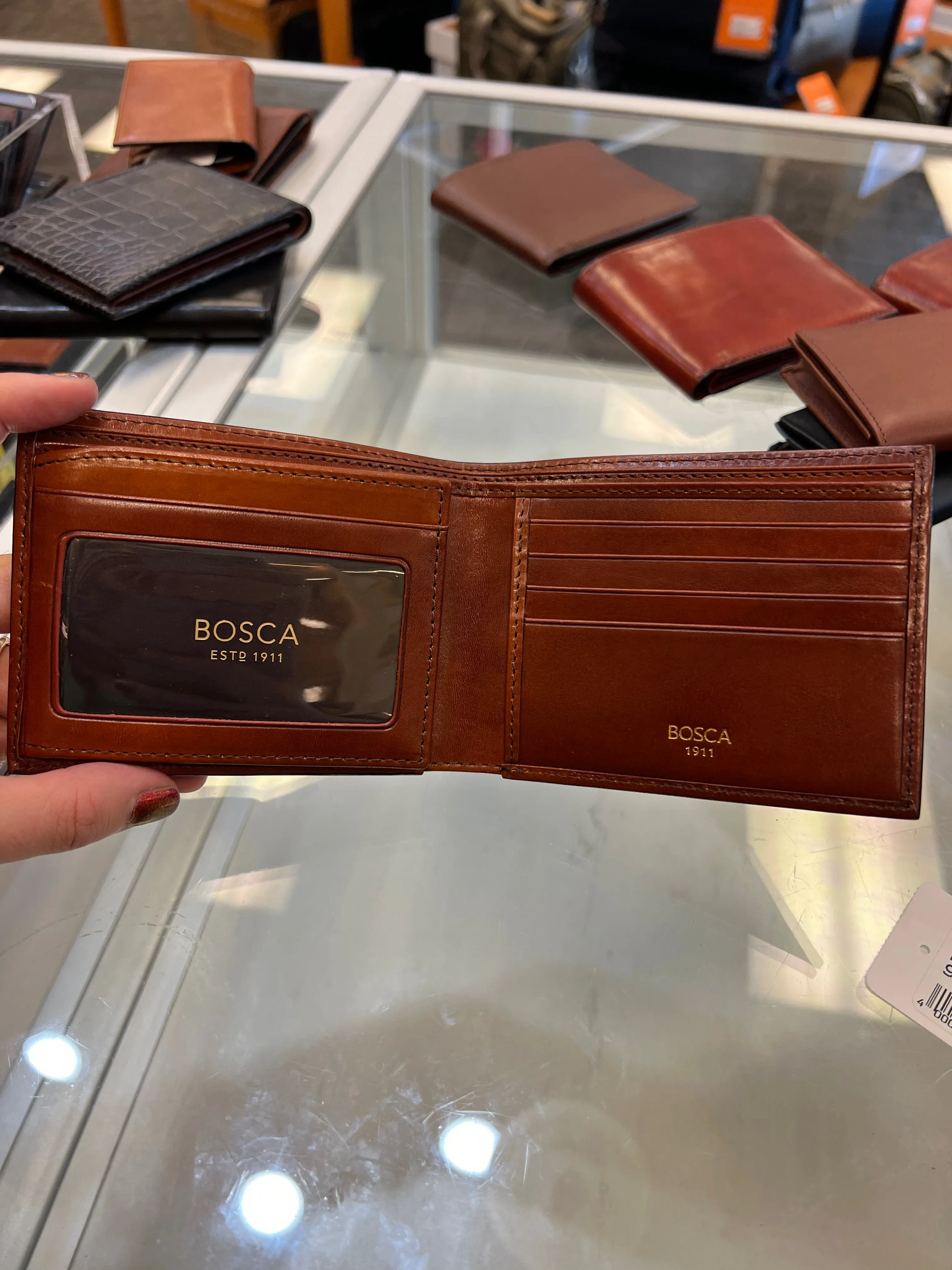 Bosca Bifold Leather Wallet With ID Flap