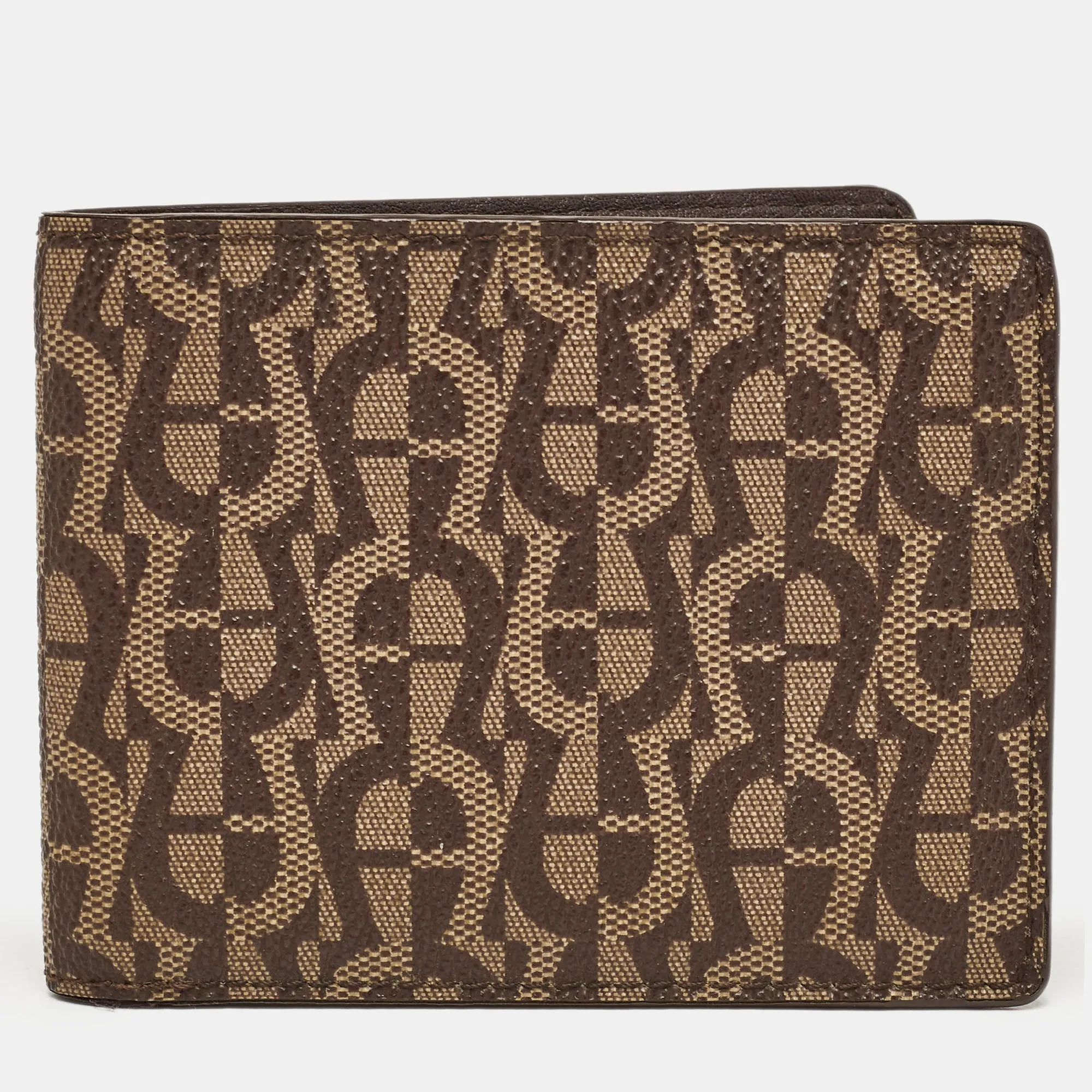 Brown/Beige Signature Coated Canvas Bifold Wallet