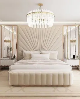 Carter Beige Luxury Bed with Headboard