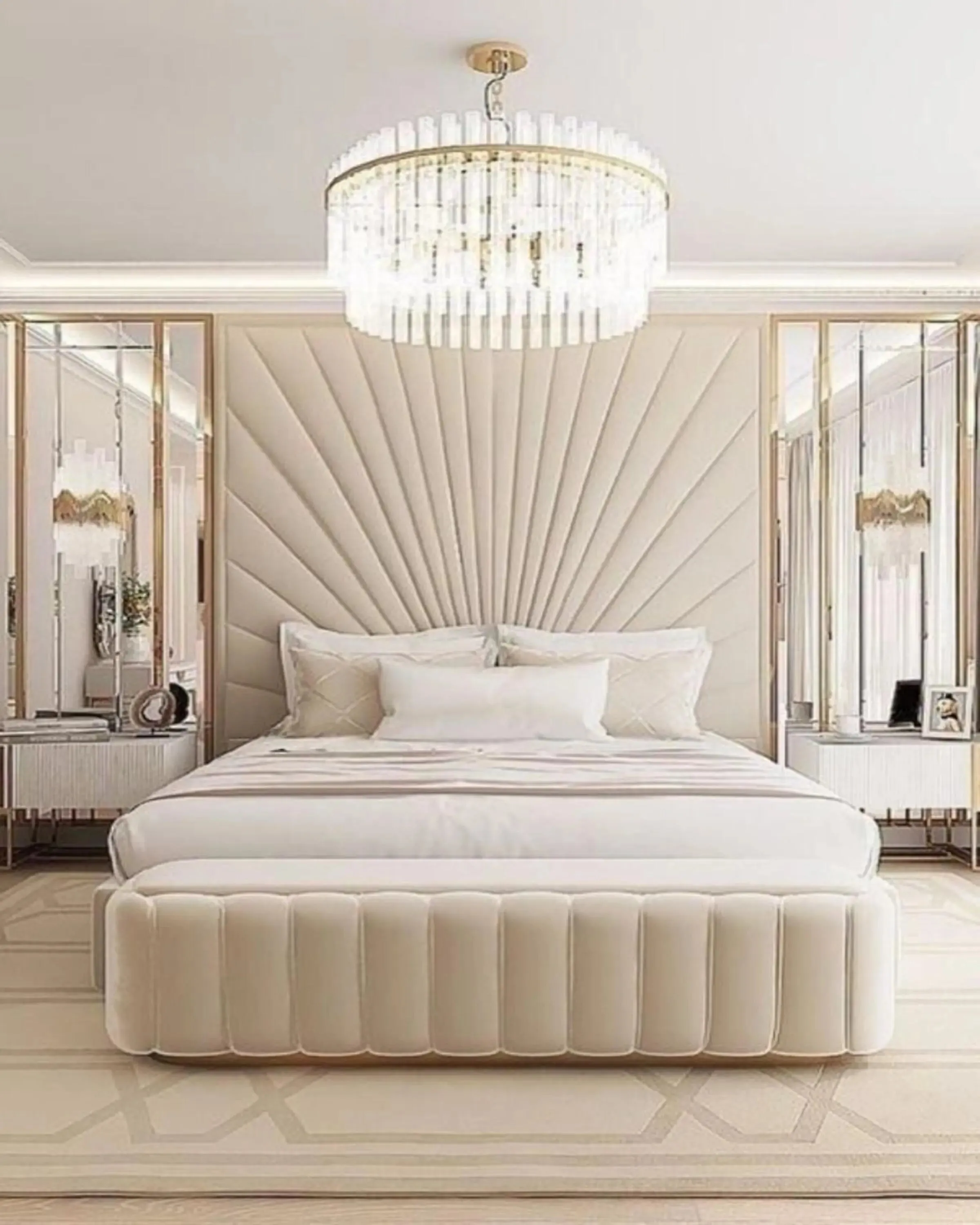 Carter Beige Luxury Bed with Headboard