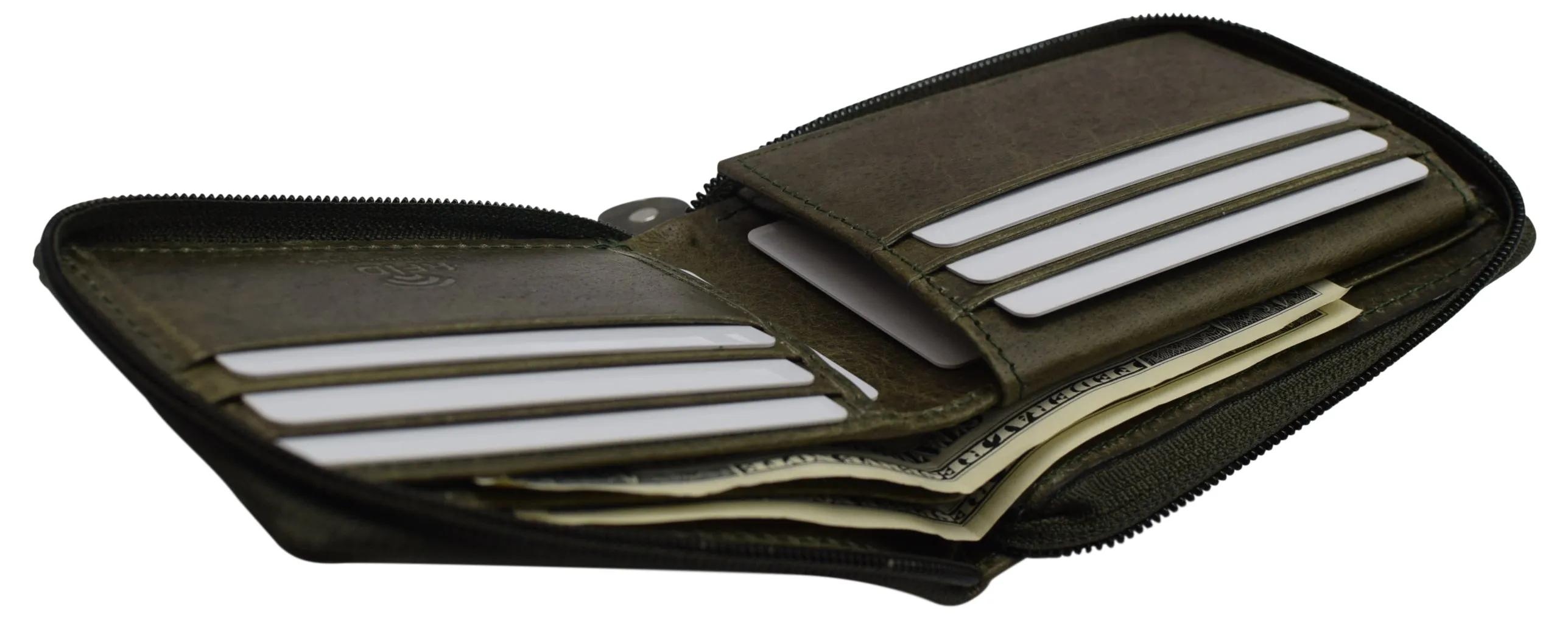 CAZORO Zipper Bifold Wallet for Men Women RFID Protected Genuine Leather