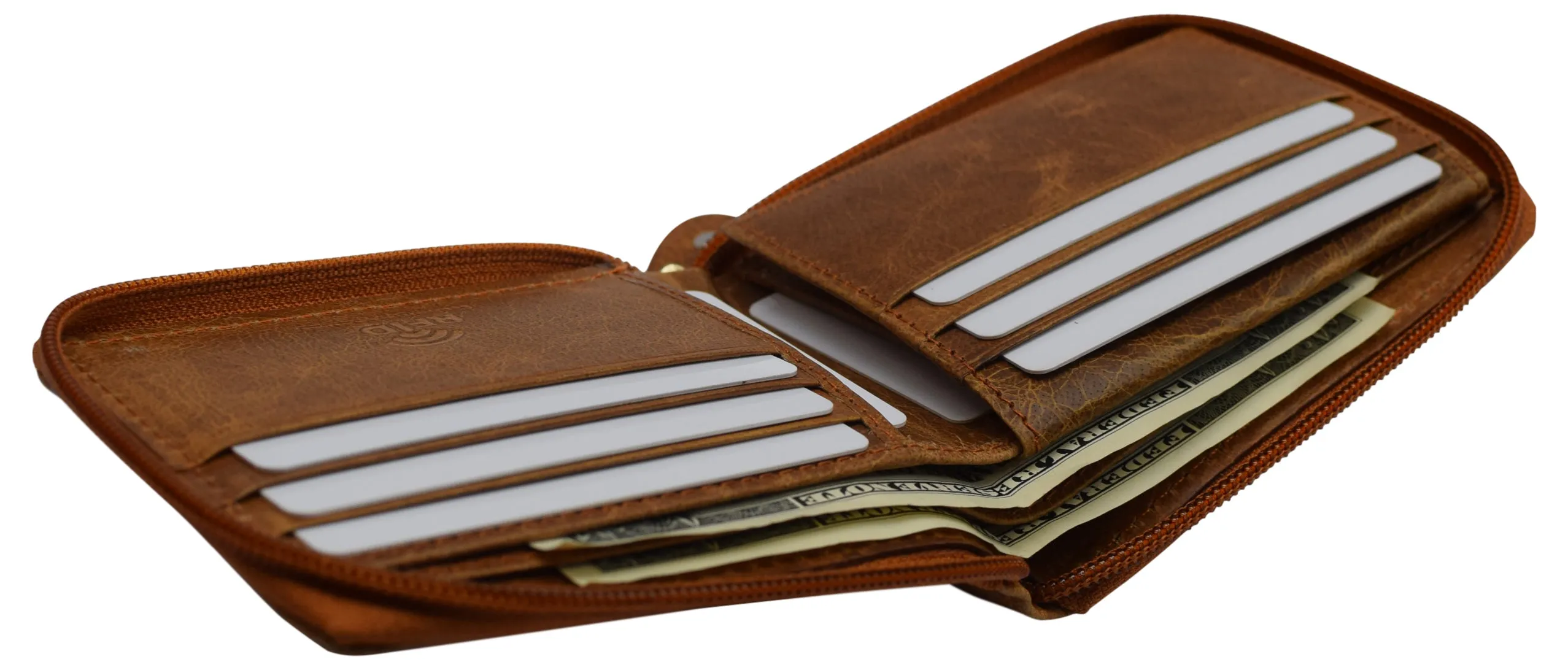 CAZORO Zipper Bifold Wallet for Men Women RFID Protected Genuine Leather
