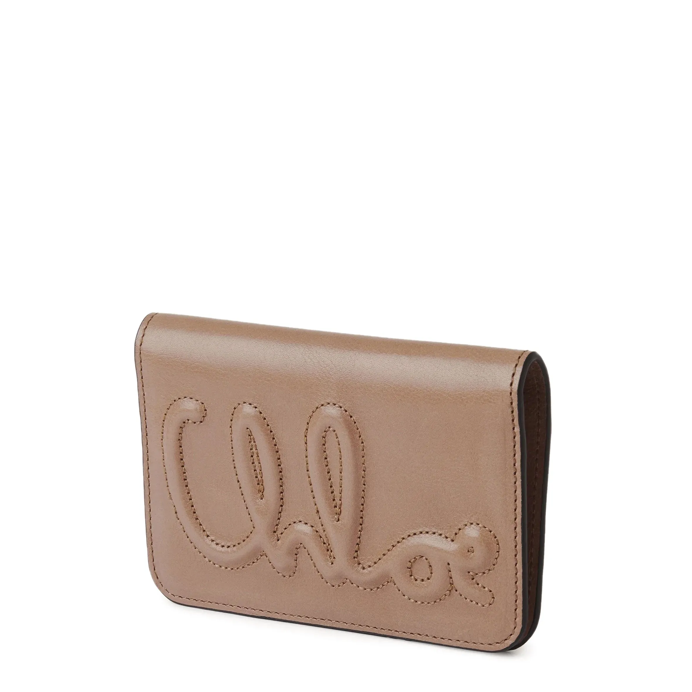 Chloe Logo Compact Flap Wallet, Woodrose