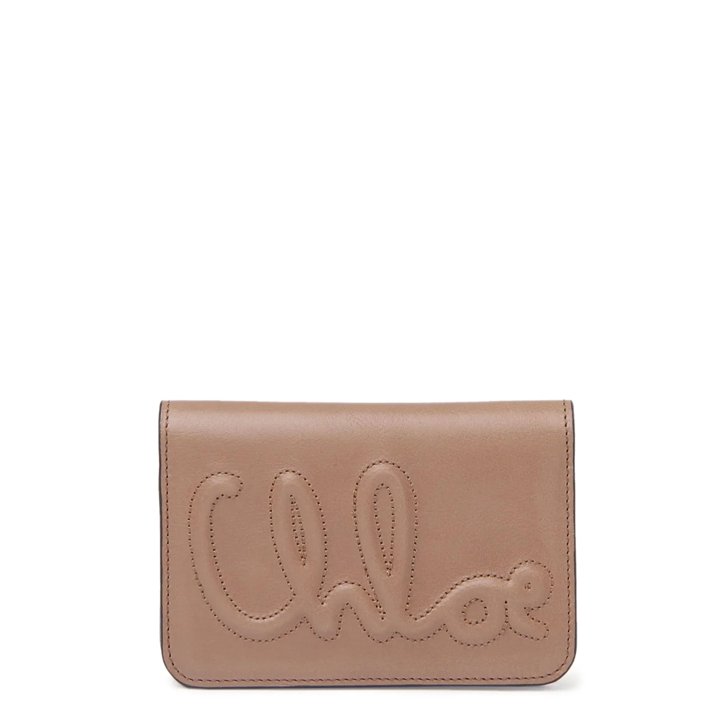 Chloe Logo Compact Flap Wallet, Woodrose