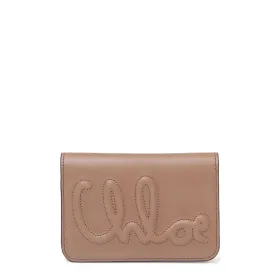 Chloe Logo Compact Flap Wallet, Woodrose