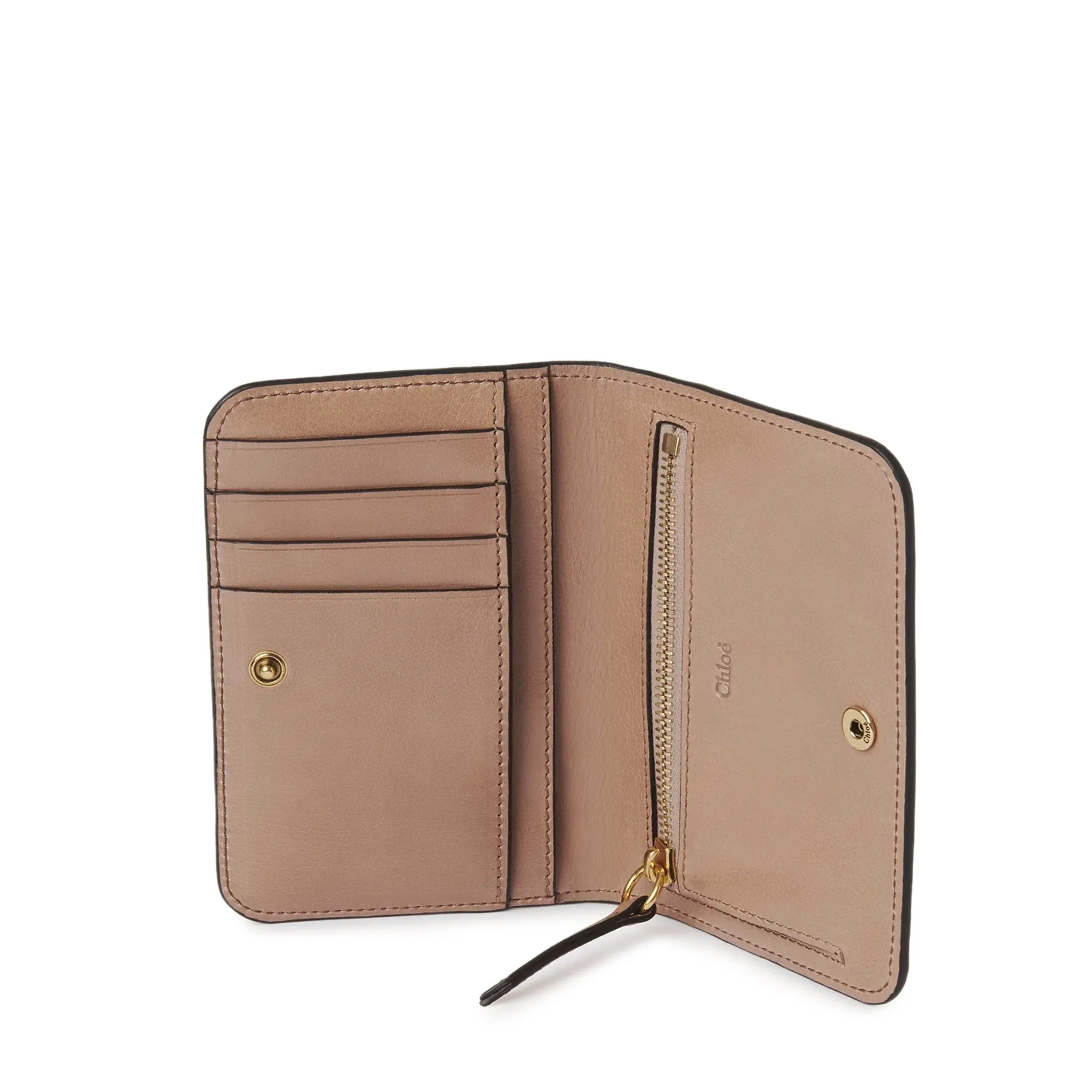 Chloe Logo Compact Flap Wallet, Woodrose