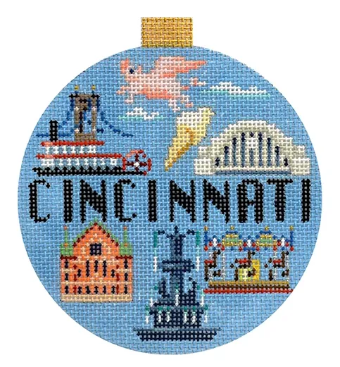 Cincinnati Travel Round Canvas
