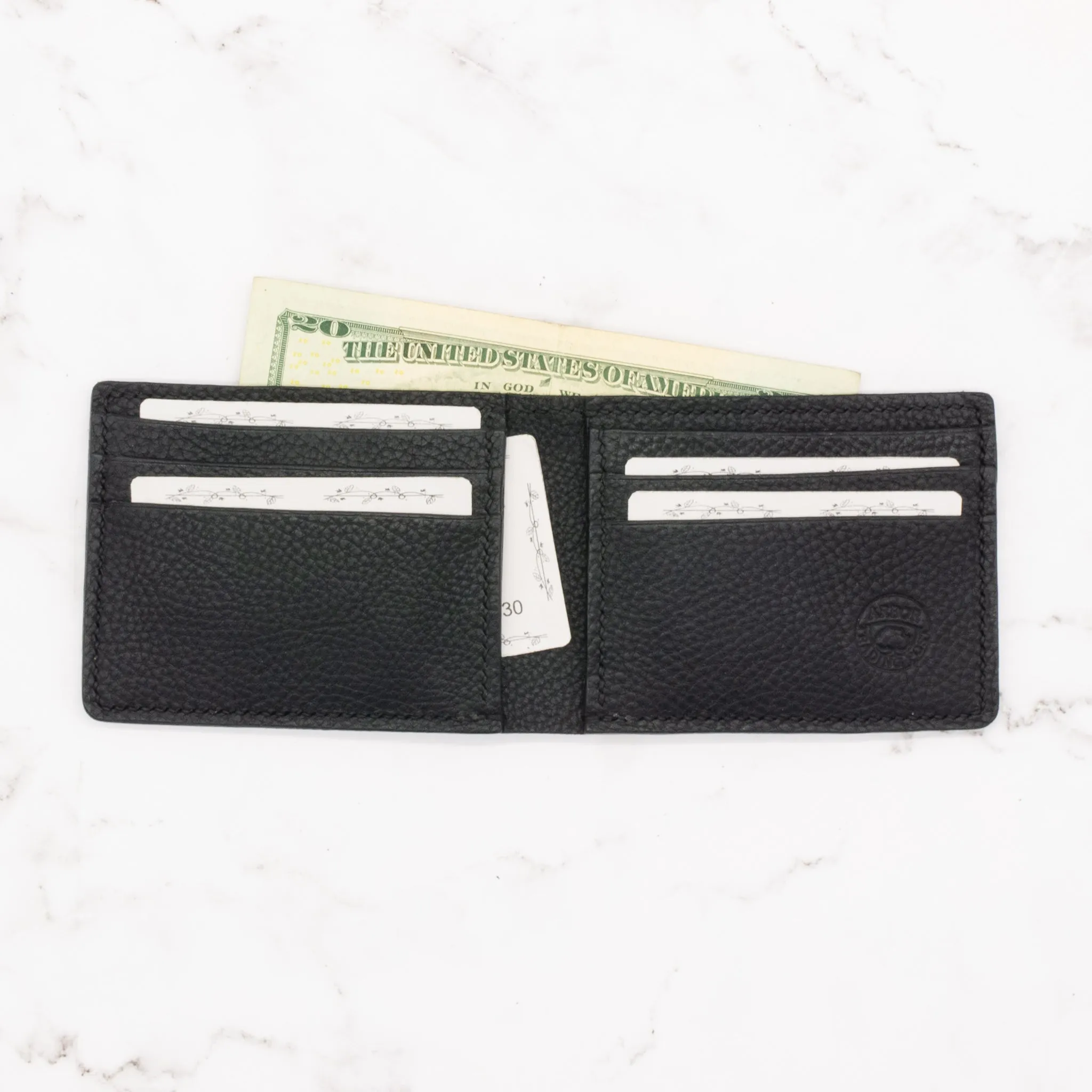 Classic Black Pebbled Leather Bifold Wallet