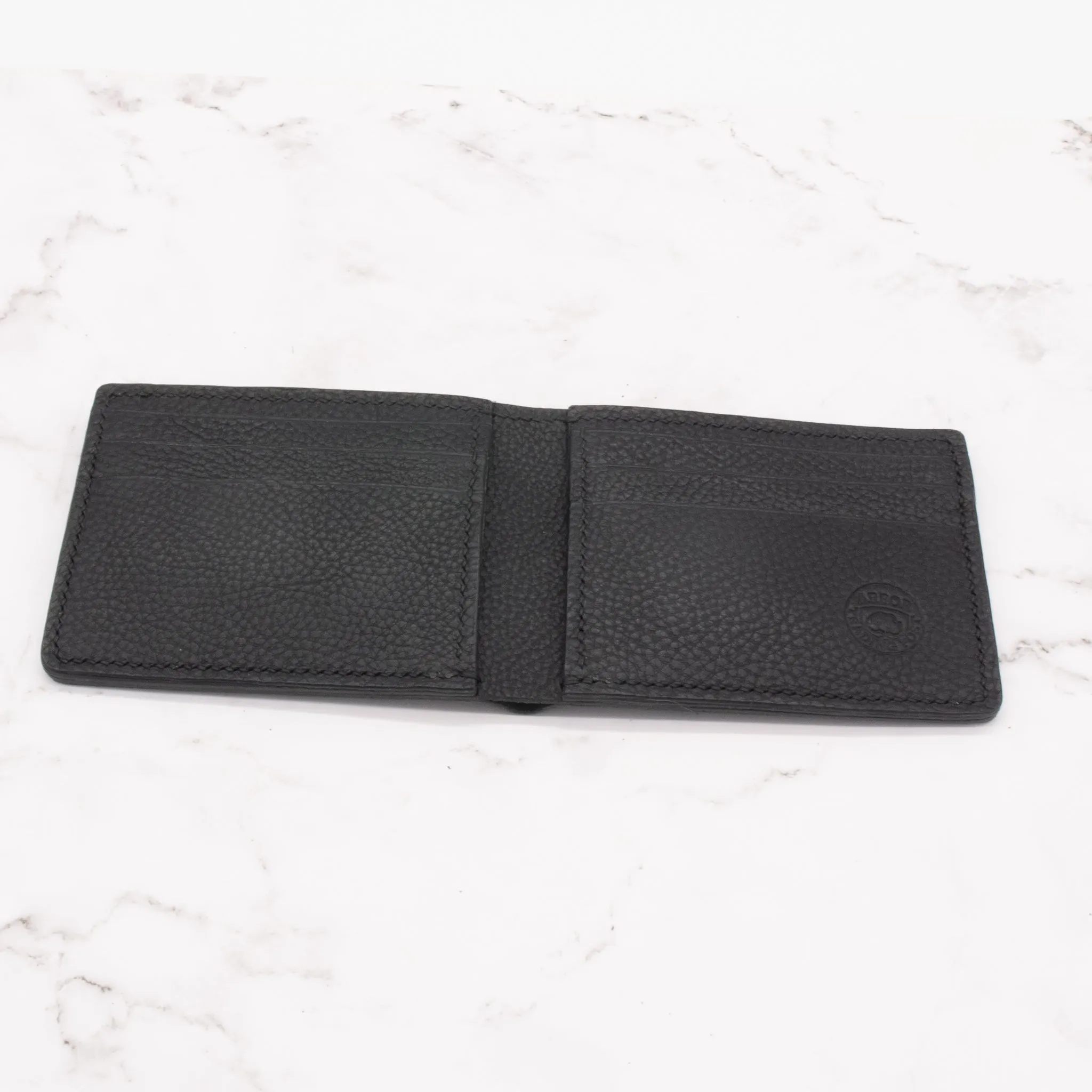 Classic Black Pebbled Leather Bifold Wallet