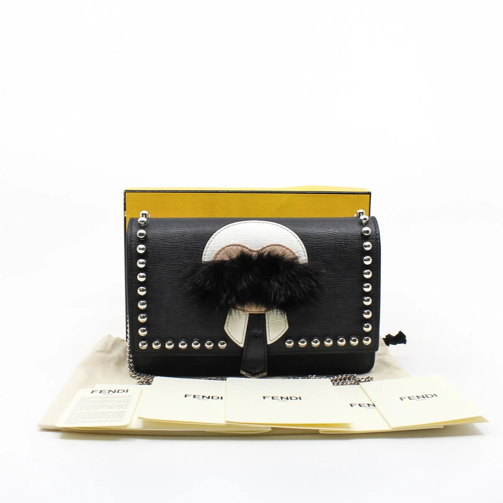 clutch with chain black phw beans black fur