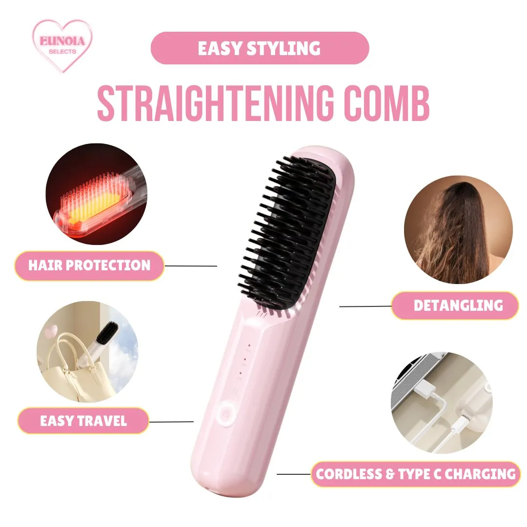 COCO Hair Straightening Brush - Cordless   Ceramic Plates
