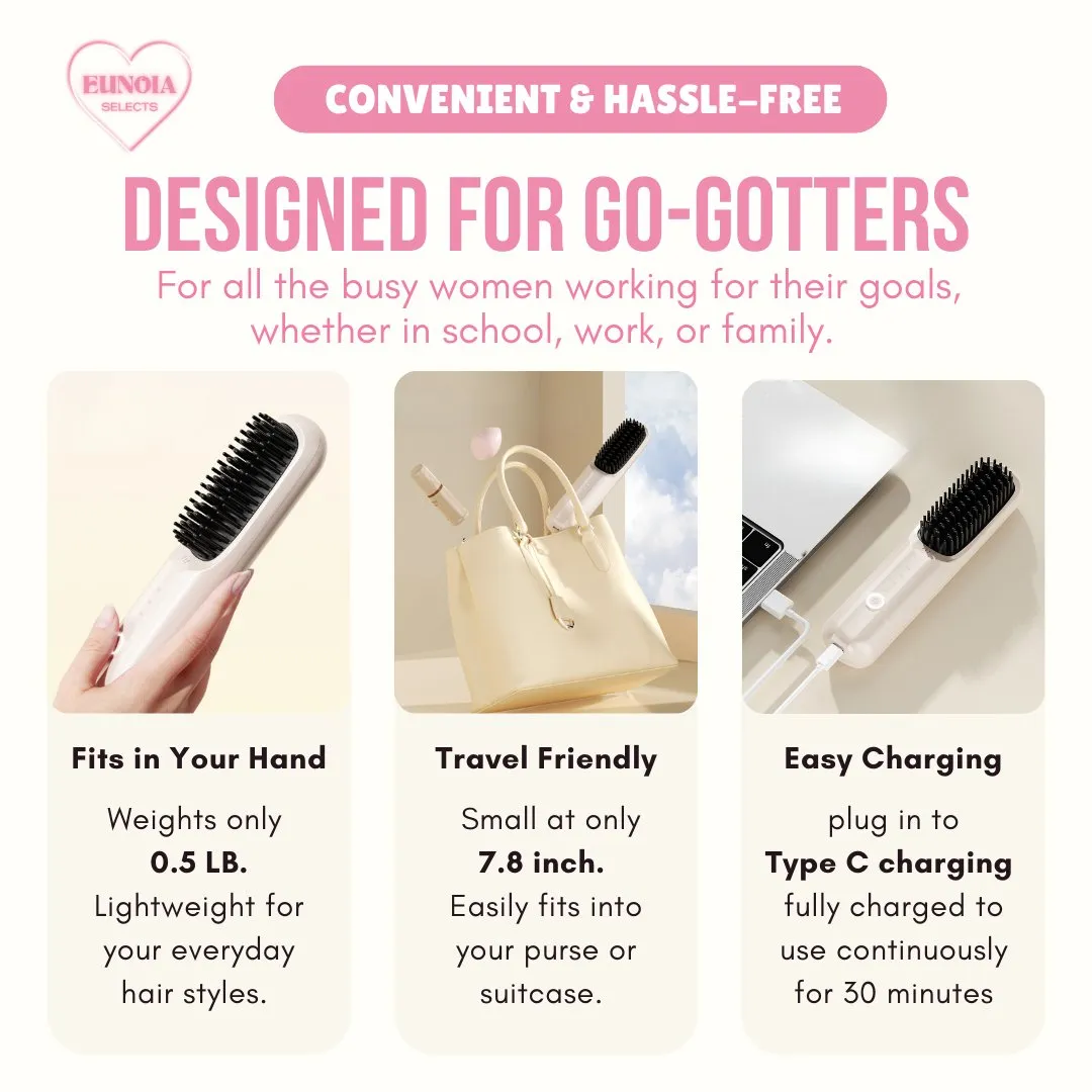 COCO Hair Straightening Brush - Cordless   Ceramic Plates
