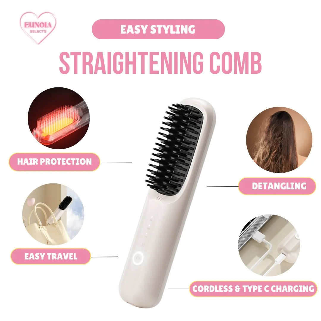 COCO Hair Straightening Brush - Cordless   Ceramic Plates