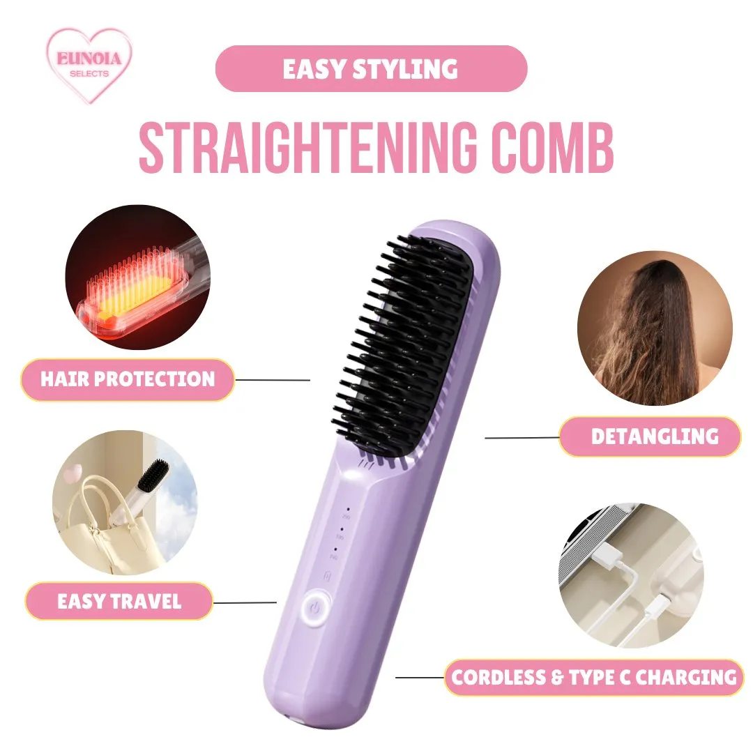 COCO Hair Straightening Brush - Cordless   Ceramic Plates
