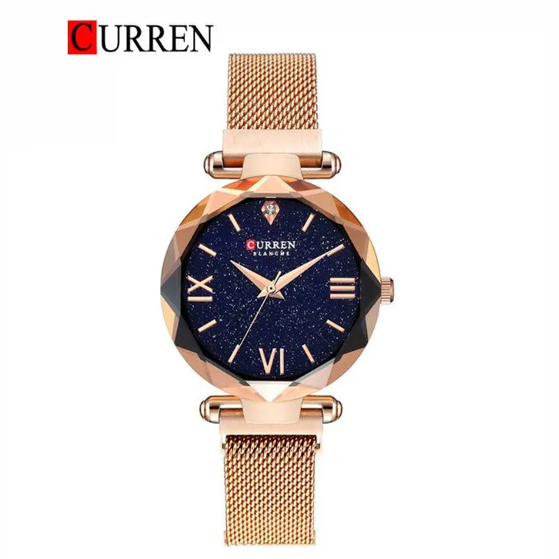 CURREN Original Brand Stainless Steel Band Wrist Watch For Women With Brand (Box & Bag)-9063