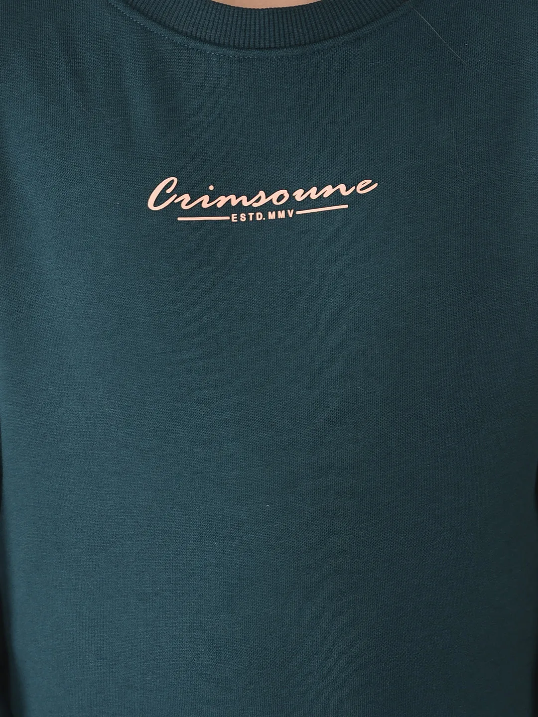 Deep Green Brand-Typography Sweatshirt