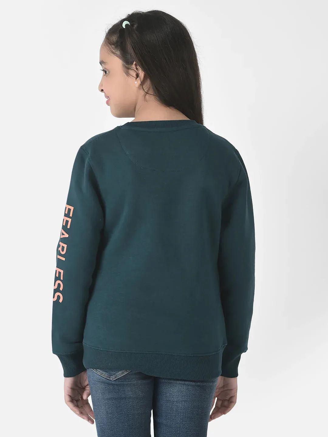 Deep Green Brand-Typography Sweatshirt