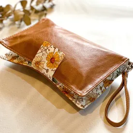 Deluxe Leather Nappy Wallet - Yellow Daisy