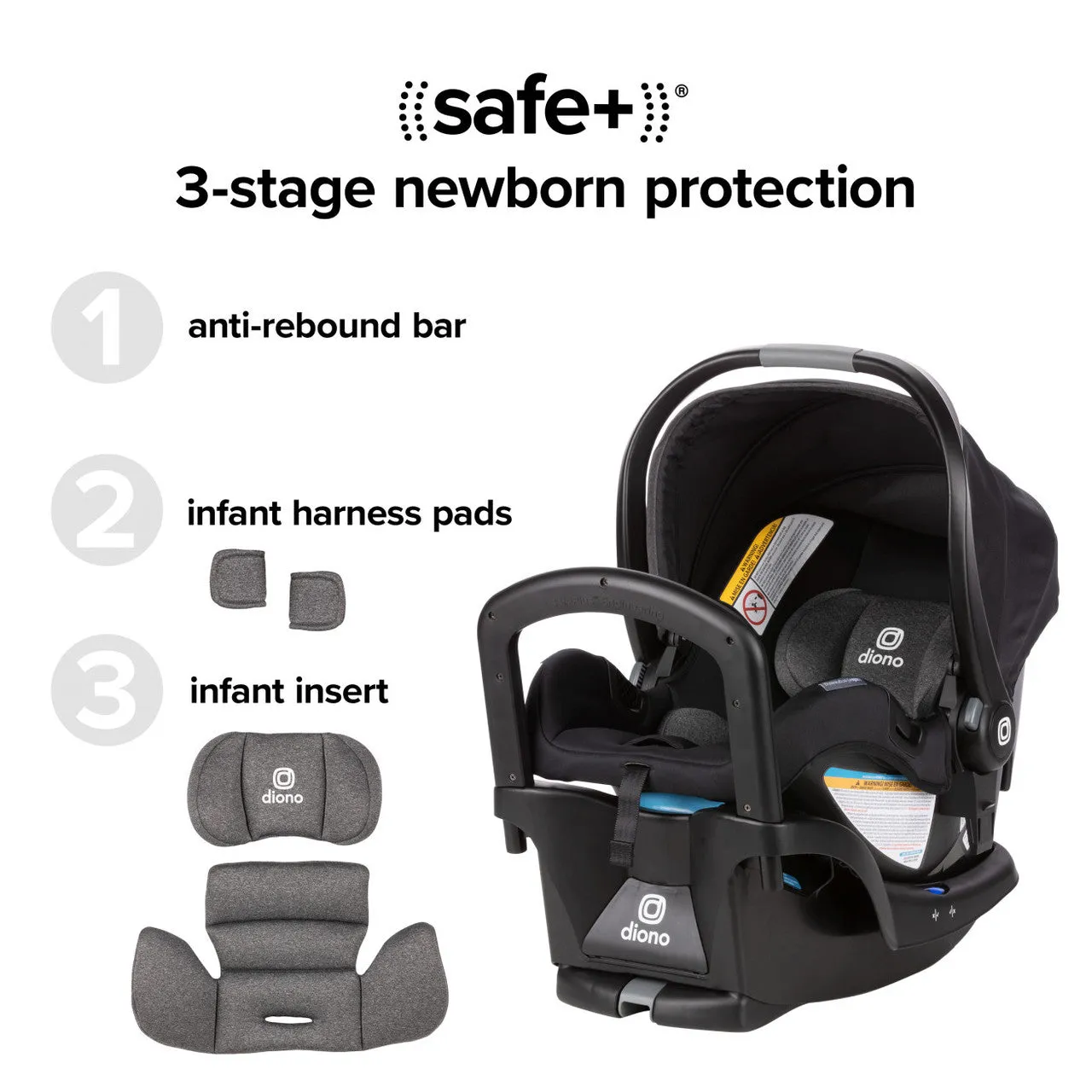 Diono LiteClik 30 R SafePlus Infant Car Seat and Base - Black