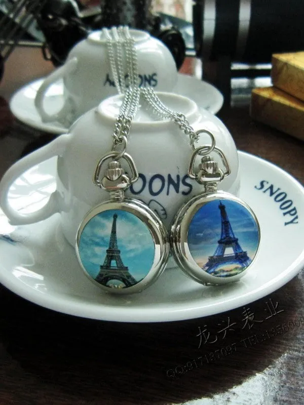 enameled pocket watch necklace