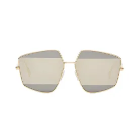Fendi Stripes Silver Tint and Gold Frame Metal Sunglasses