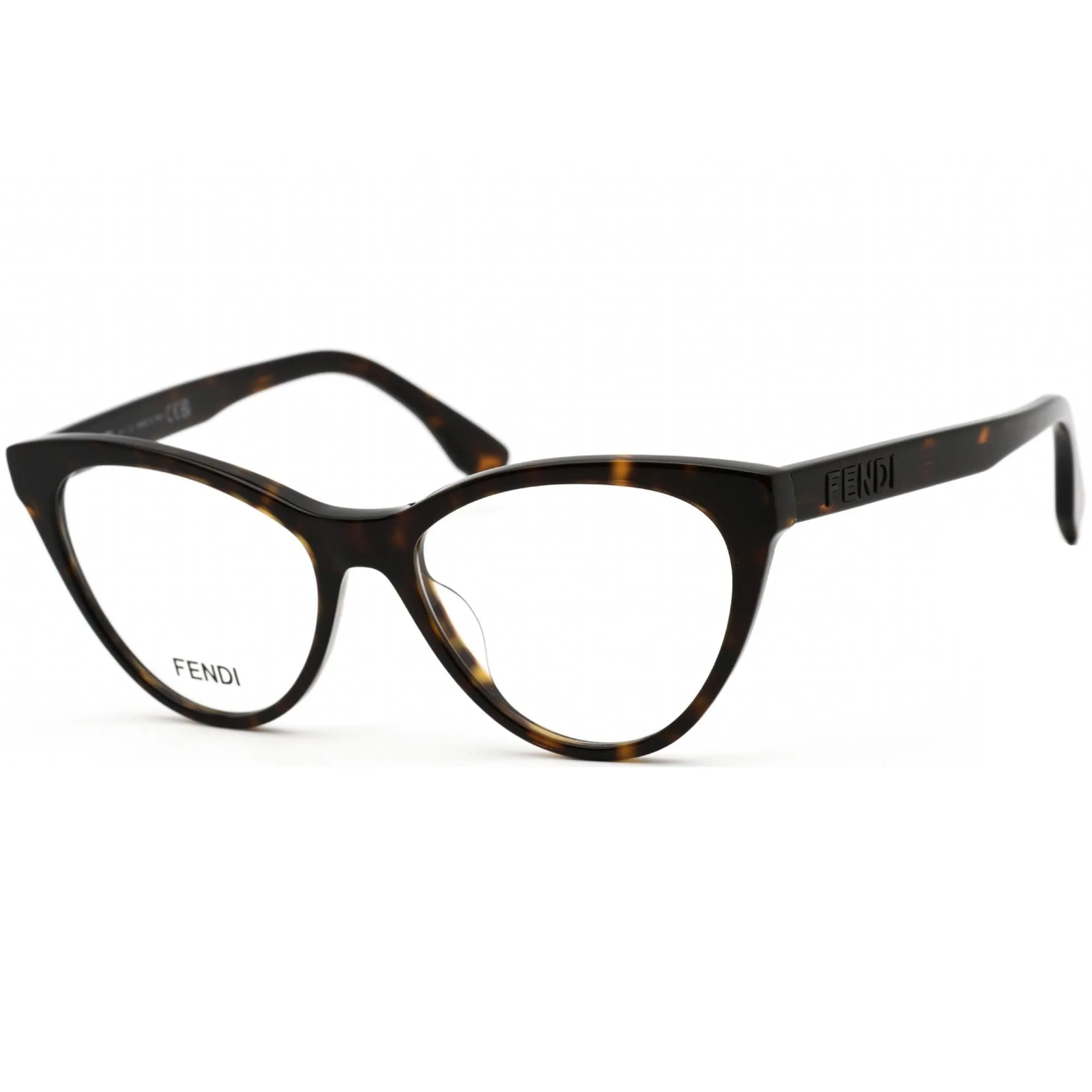 Fendi Women's Eyeglasses - Clear Lens Full Rim Havana Cat Eye Frame | FE50017I 052
