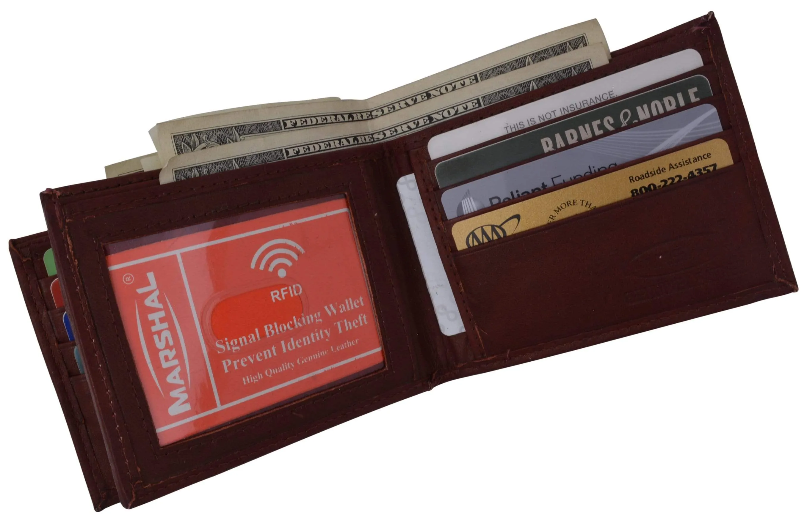 Genuine Leather Bifold Card ID Holder Double Wallet 2252