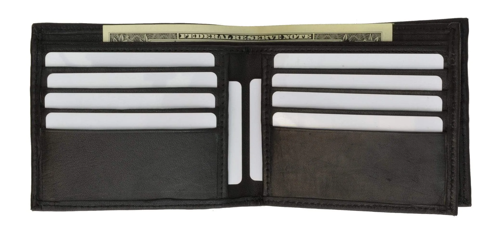 Genuine Leather Bifold Card ID Holder Double Wallet 2252