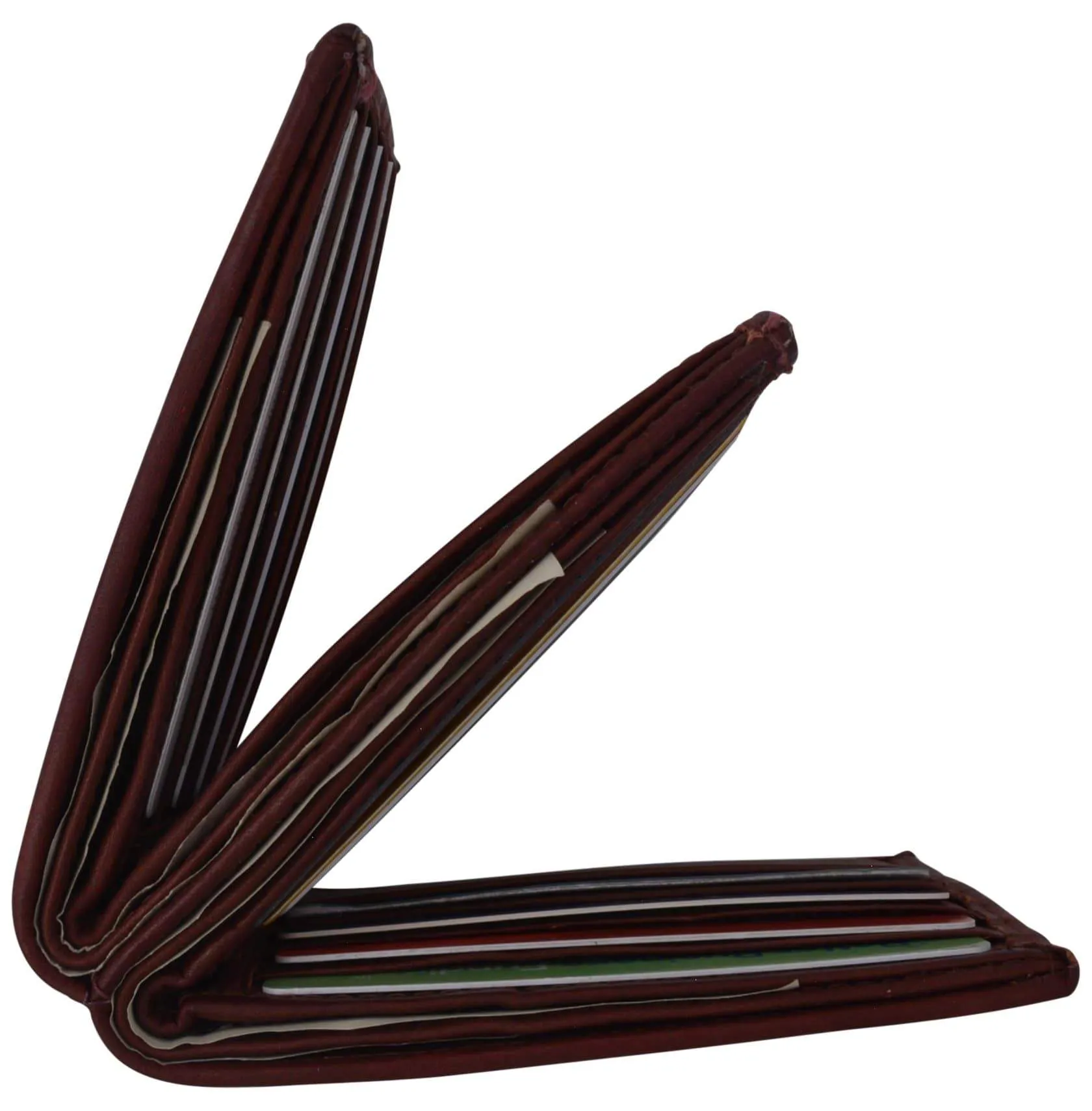 Genuine Leather Bifold Card ID Holder Double Wallet 2252