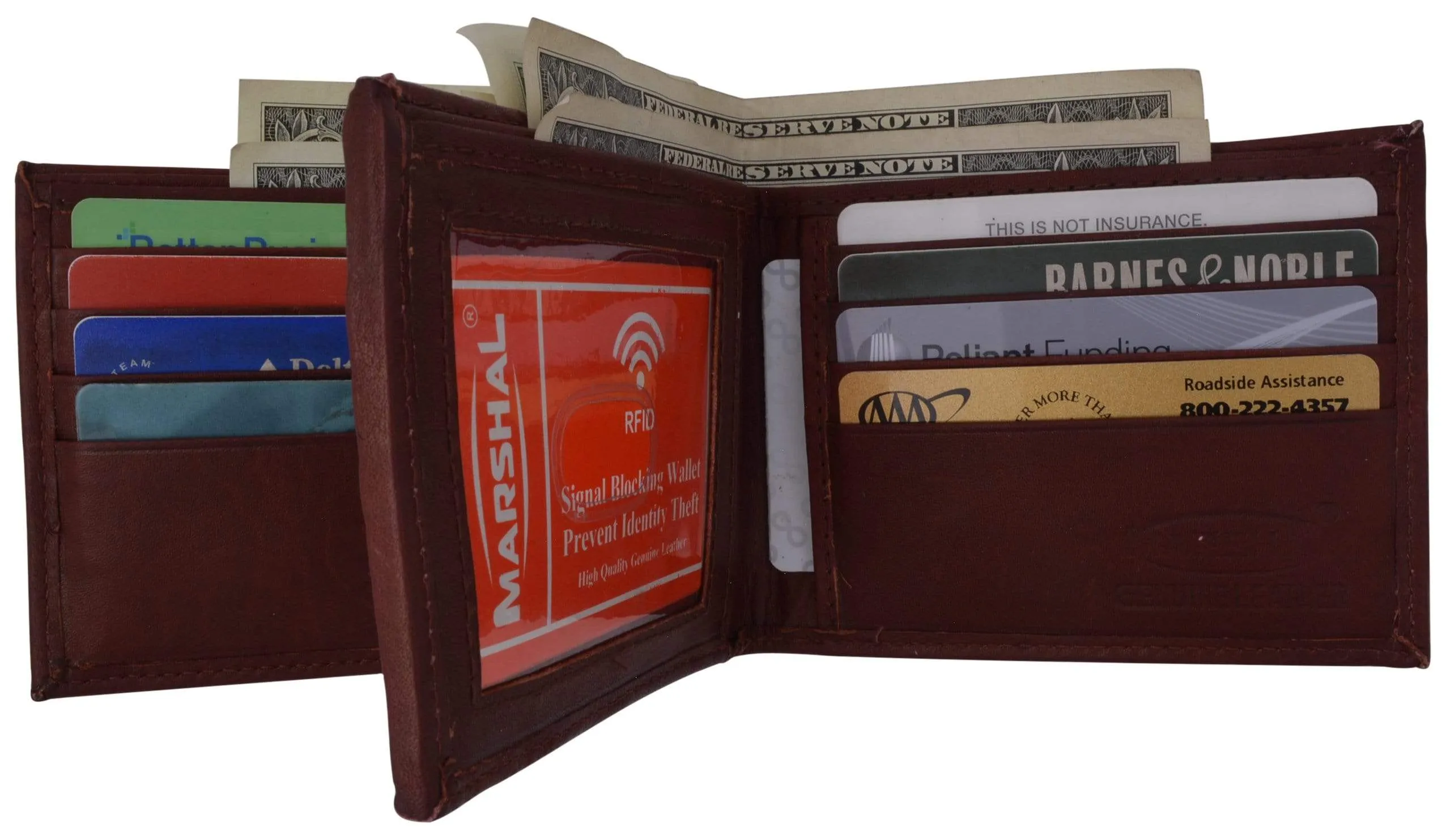 Genuine Leather Bifold Card ID Holder Double Wallet 2252