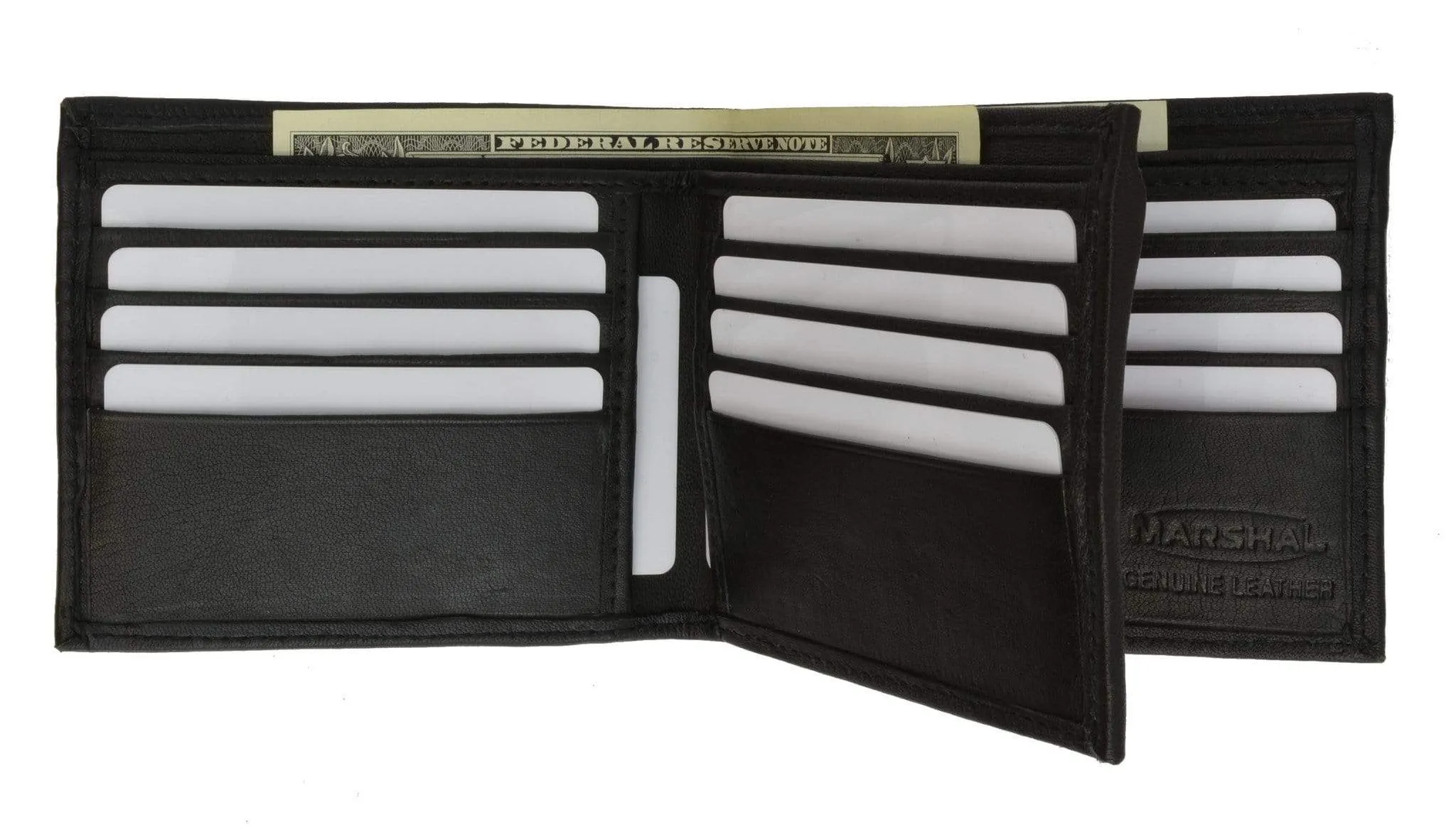 Genuine Leather Bifold Card ID Holder Double Wallet 2252